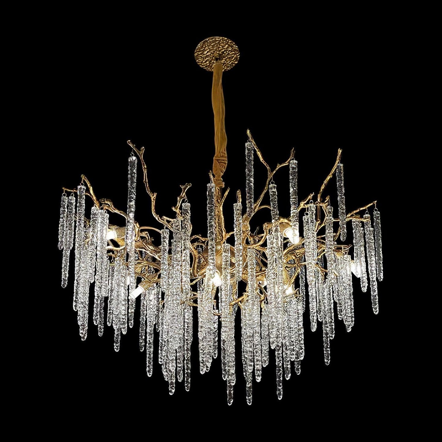 Crystal Icicles Brass Chandelier