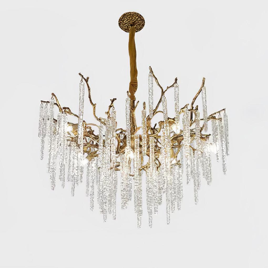 Crystal Icicles Brass Chandelier