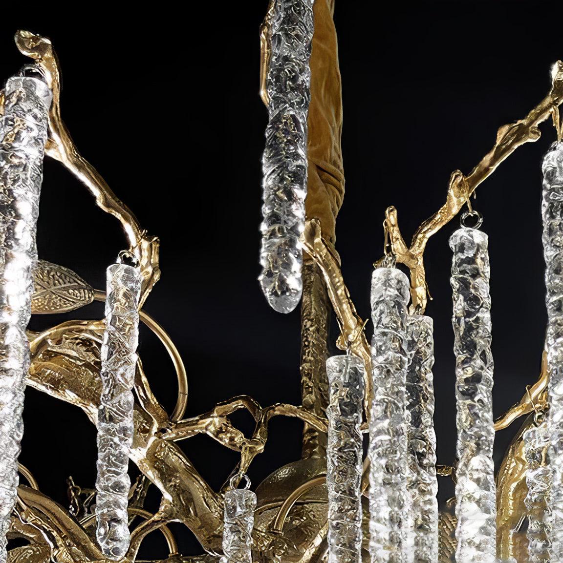Crystal Icicles Brass Chandelier