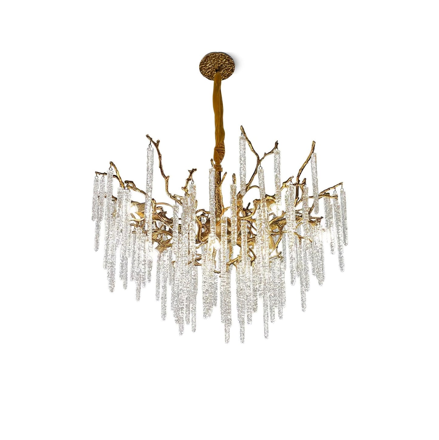 Crystal Icicles Brass Chandelier