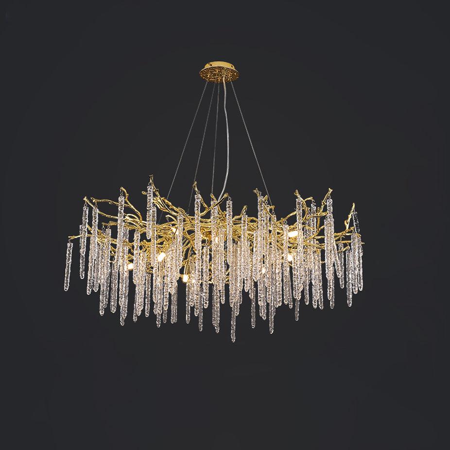 Crystal Icicles Brass Chandelier