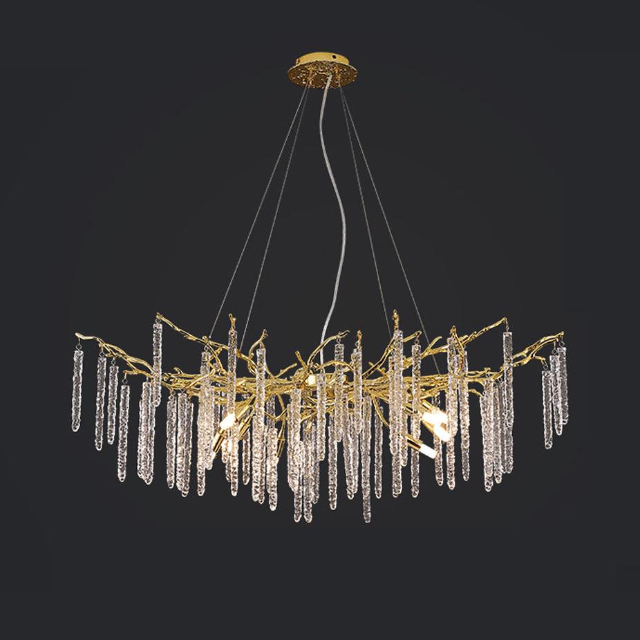 Crystal Icicles Brass Chandelier