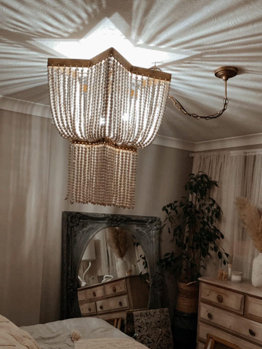Gold Star Shaped Beaded Chandelier