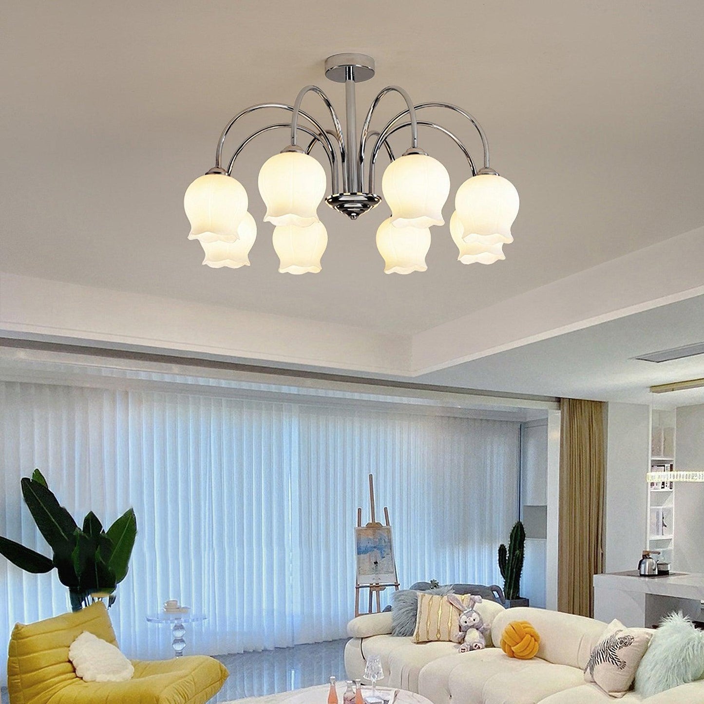 Floral Glass Chandelier with 5/6/8 Heads