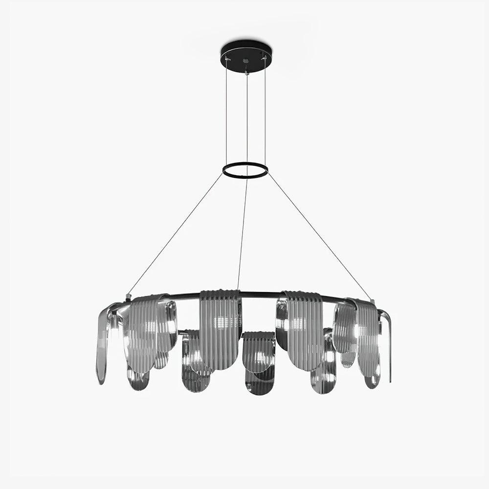 Elegant Brass Chandelier with Smoke Gray Shade