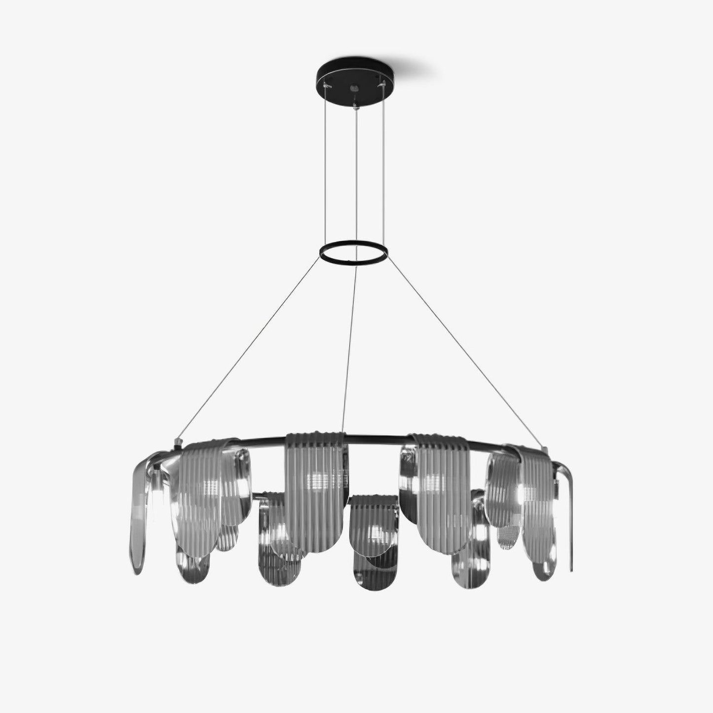 Elegant Brass Chandelier with Smoke Gray Shade