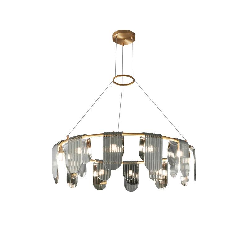 Elegant Brass Chandelier with Smoke Gray Shade