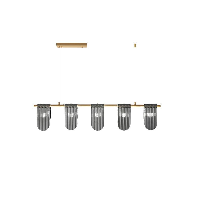 Elegant Brass Chandelier with Smoke Gray Shade