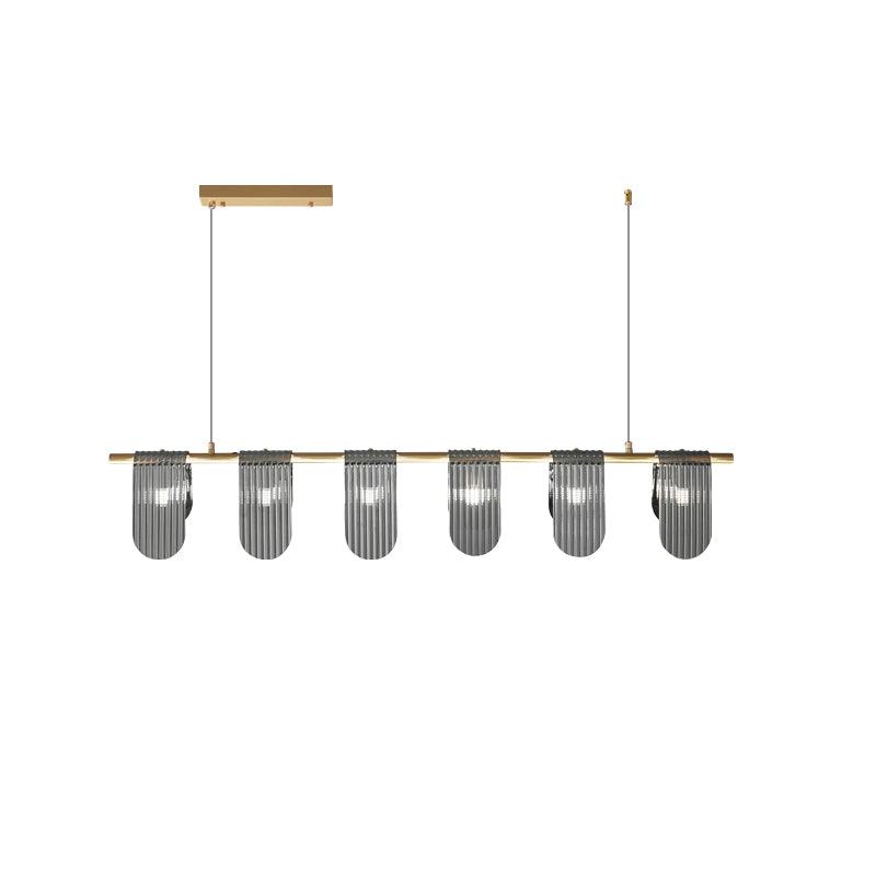 Elegant Brass Chandelier with Smoke Gray Shade