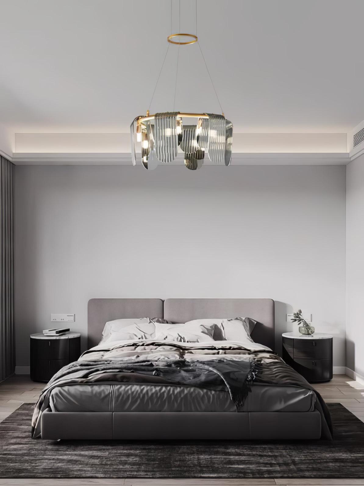 Elegant Brass Chandelier with Smoke Gray Shade