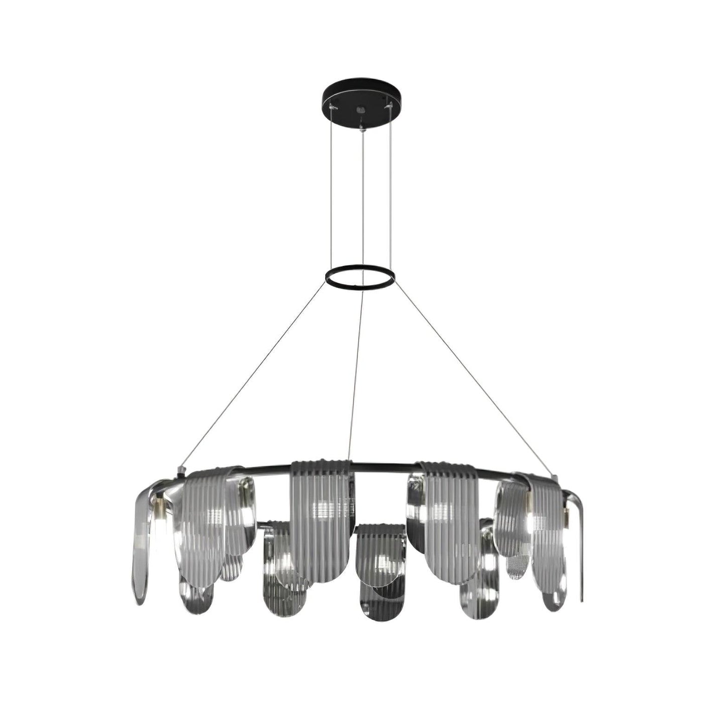 Elegant Brass Chandelier with Smoke Gray Shade