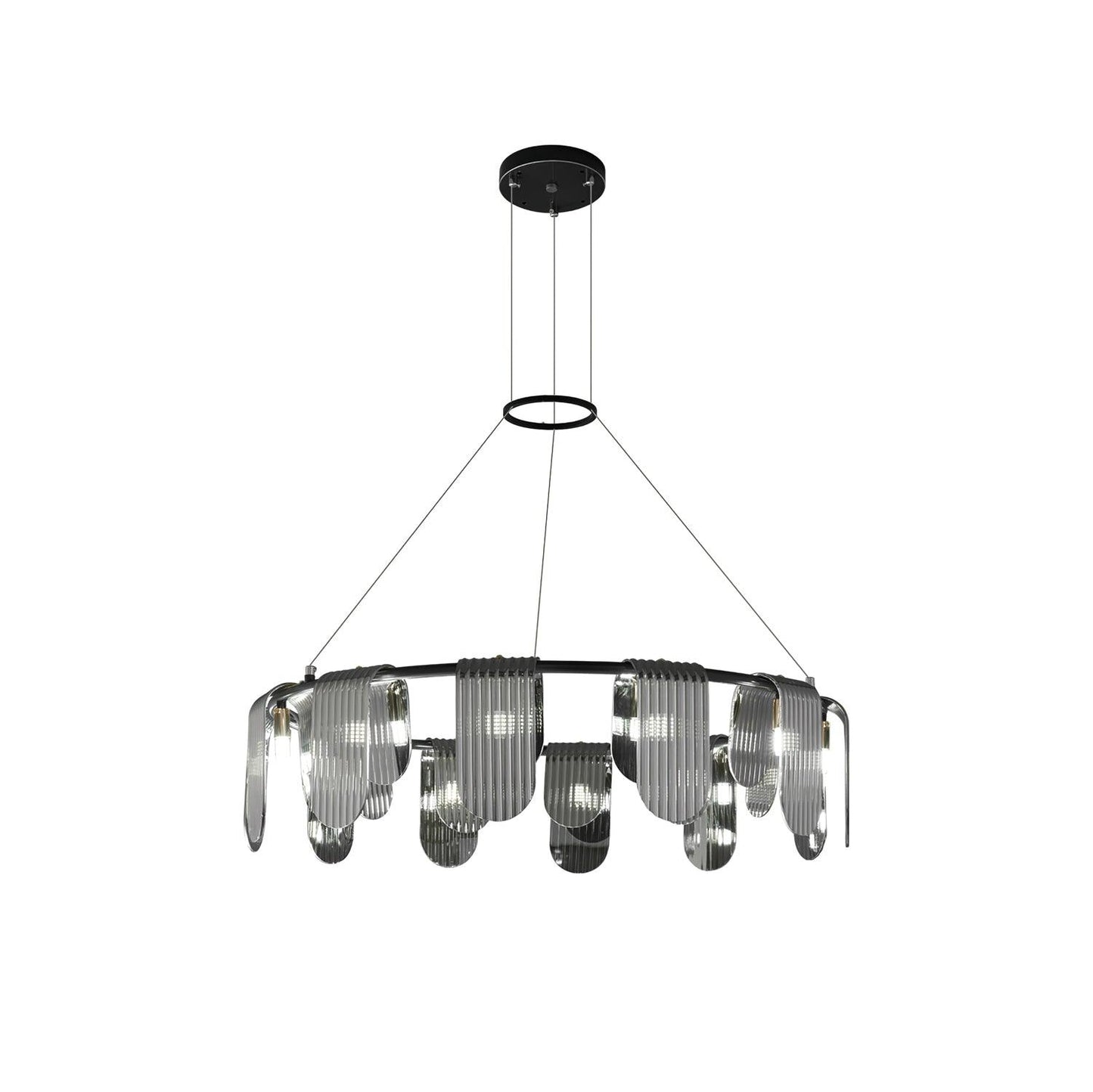 Elegant Brass Chandelier with Smoke Gray Shade