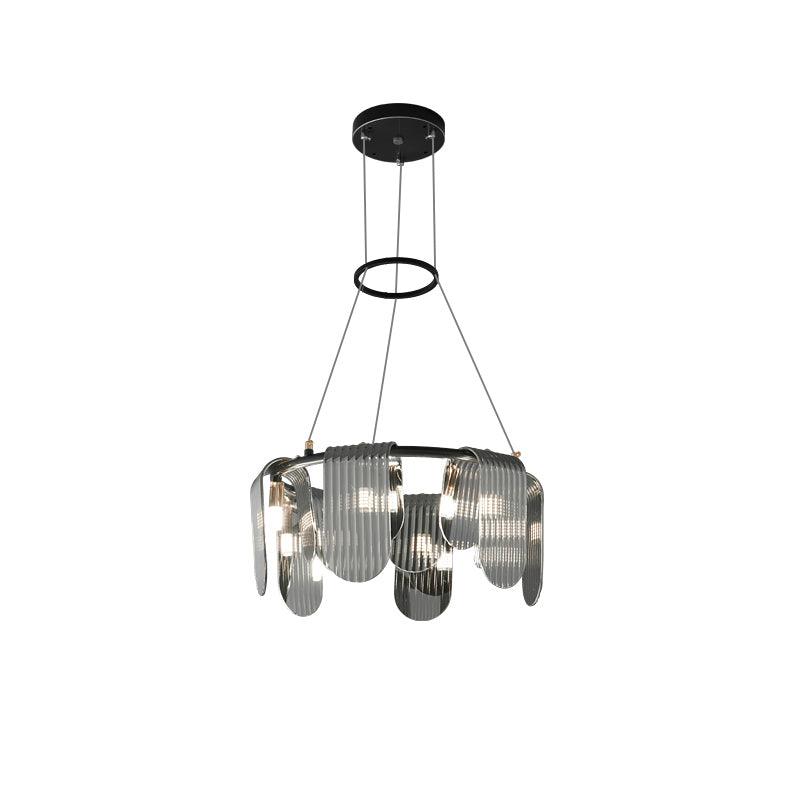 Elegant Brass Chandelier with Smoke Gray Shade