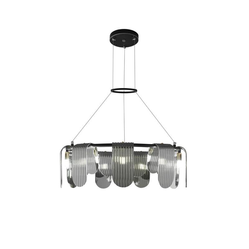 Elegant Brass Chandelier with Smoke Gray Shade