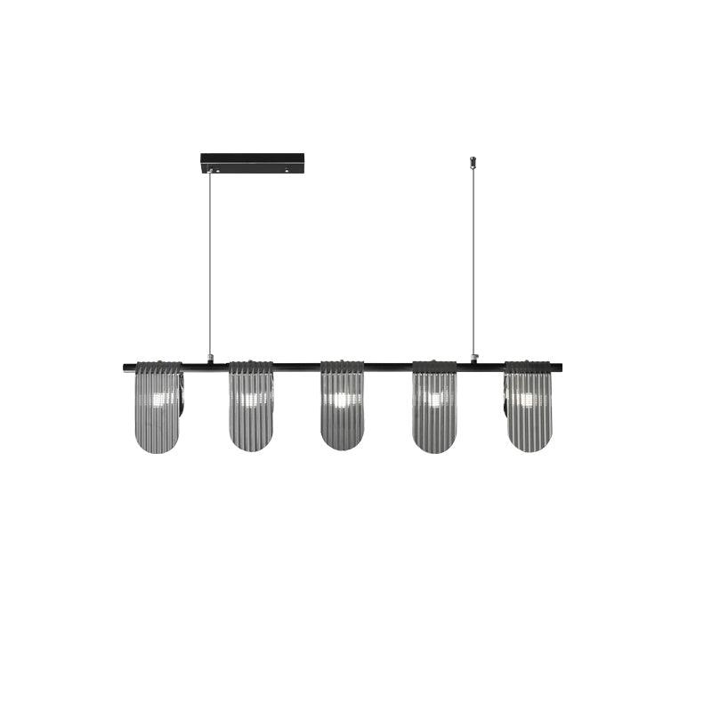 Elegant Brass Chandelier with Smoke Gray Shade