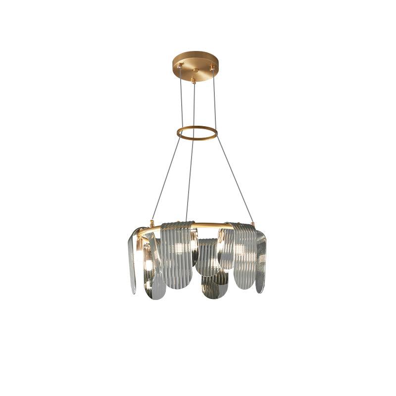 Elegant Brass Chandelier with Smoke Gray Shade