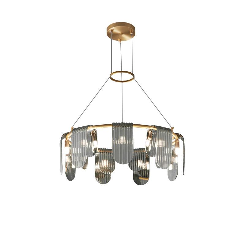 Elegant Brass Chandelier with Smoke Gray Shade