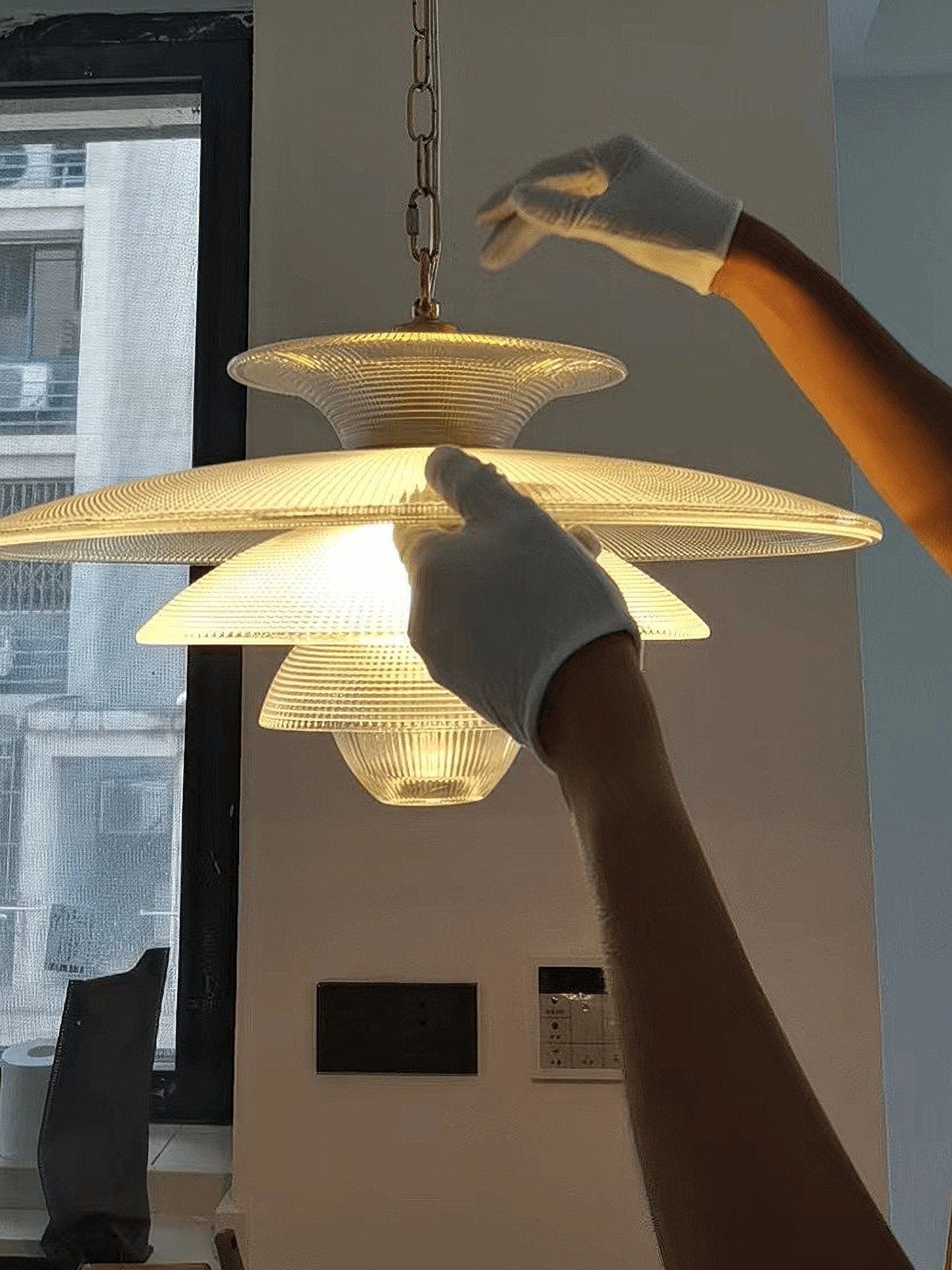 Modern Grid Glass Pendant Light
