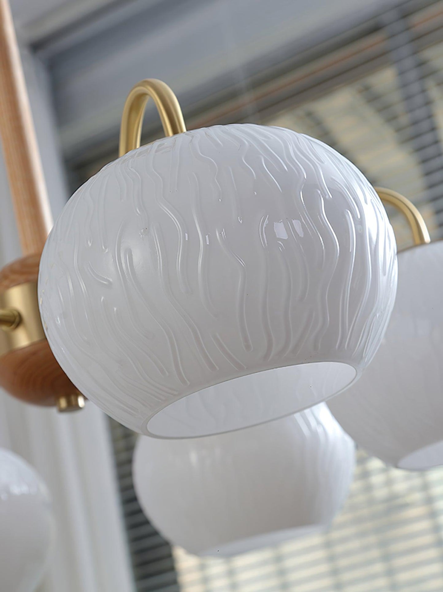 Hans Bergstrom Chandelier with Brass Arms and Glass Shades