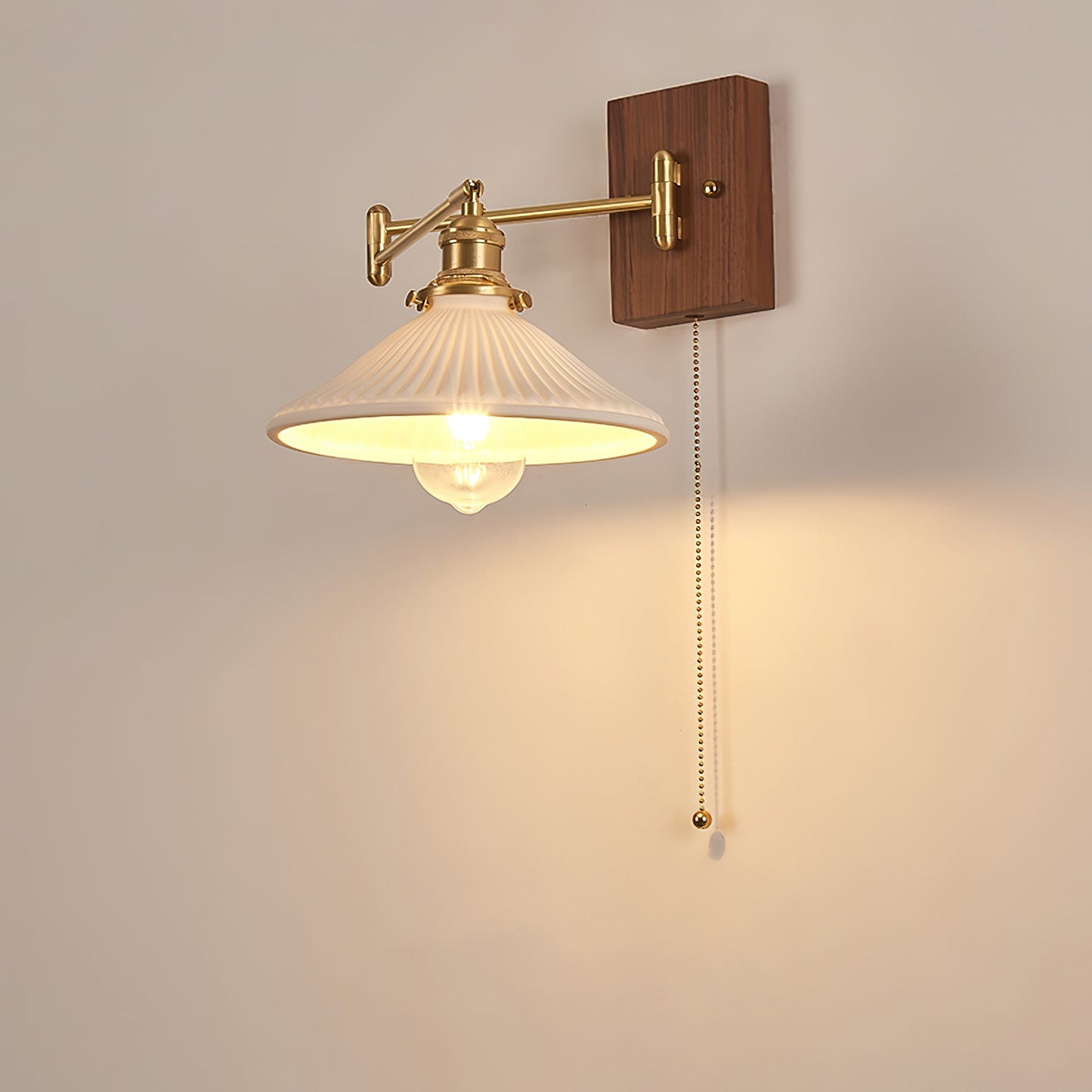Heritage Walnut Wall Lamp, Walnut & Brass