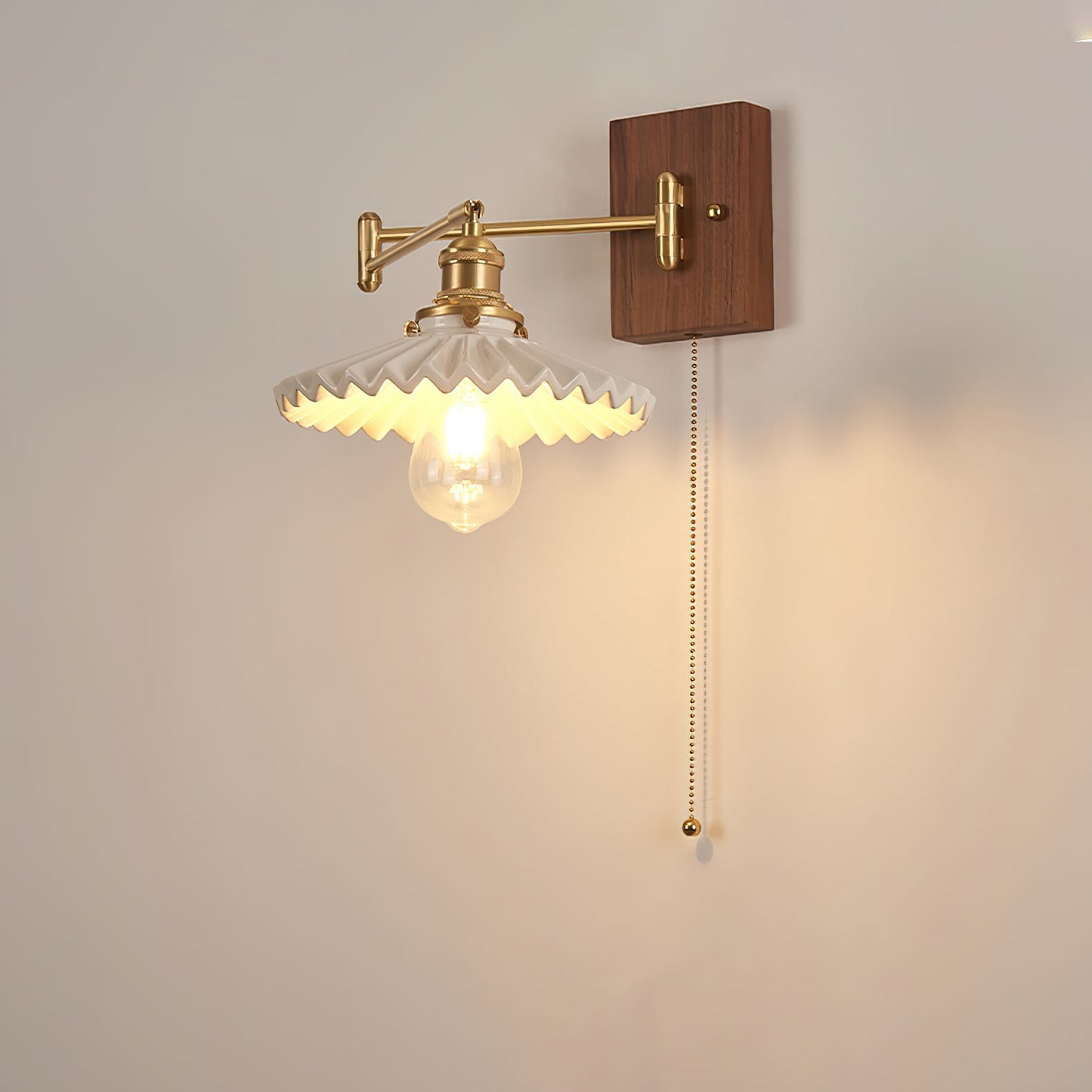 Heritage Walnut Wall Lamp, Walnut & Brass