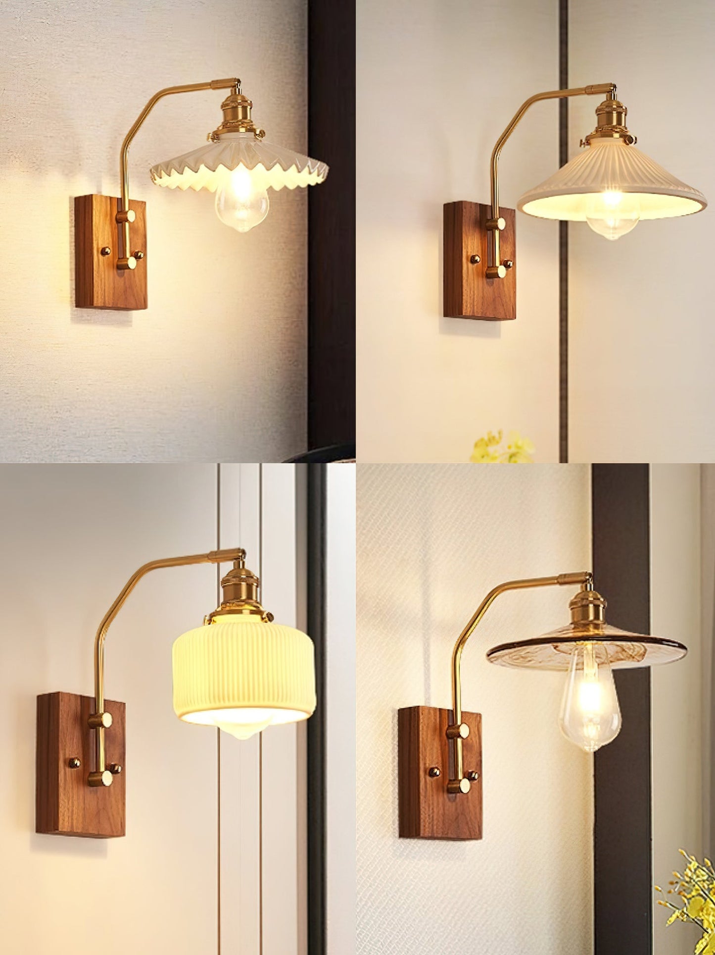 Heritage Walnut Wall Lamp, Walnut & Brass