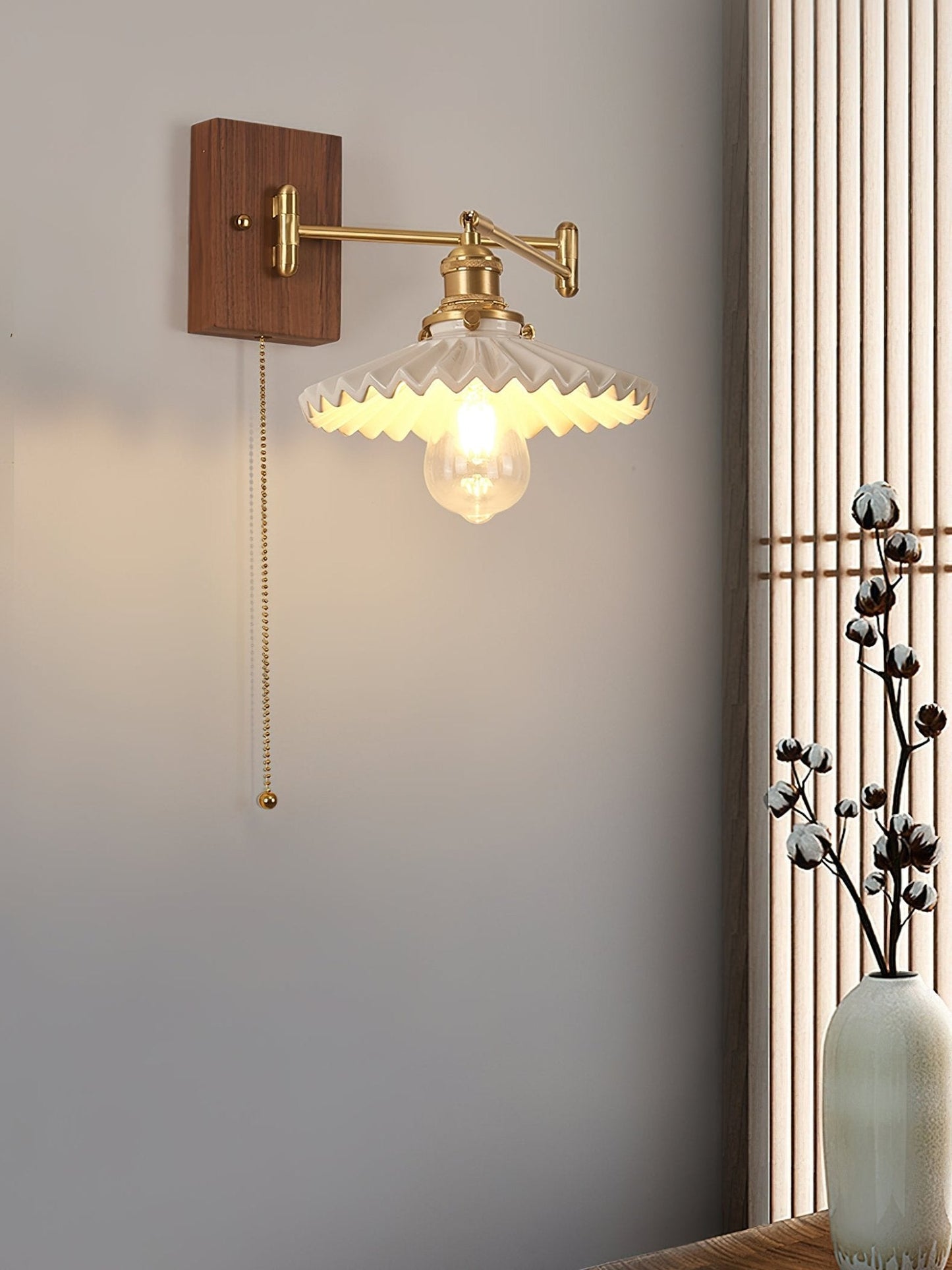 Heritage Walnut Wall Lamp, Walnut & Brass