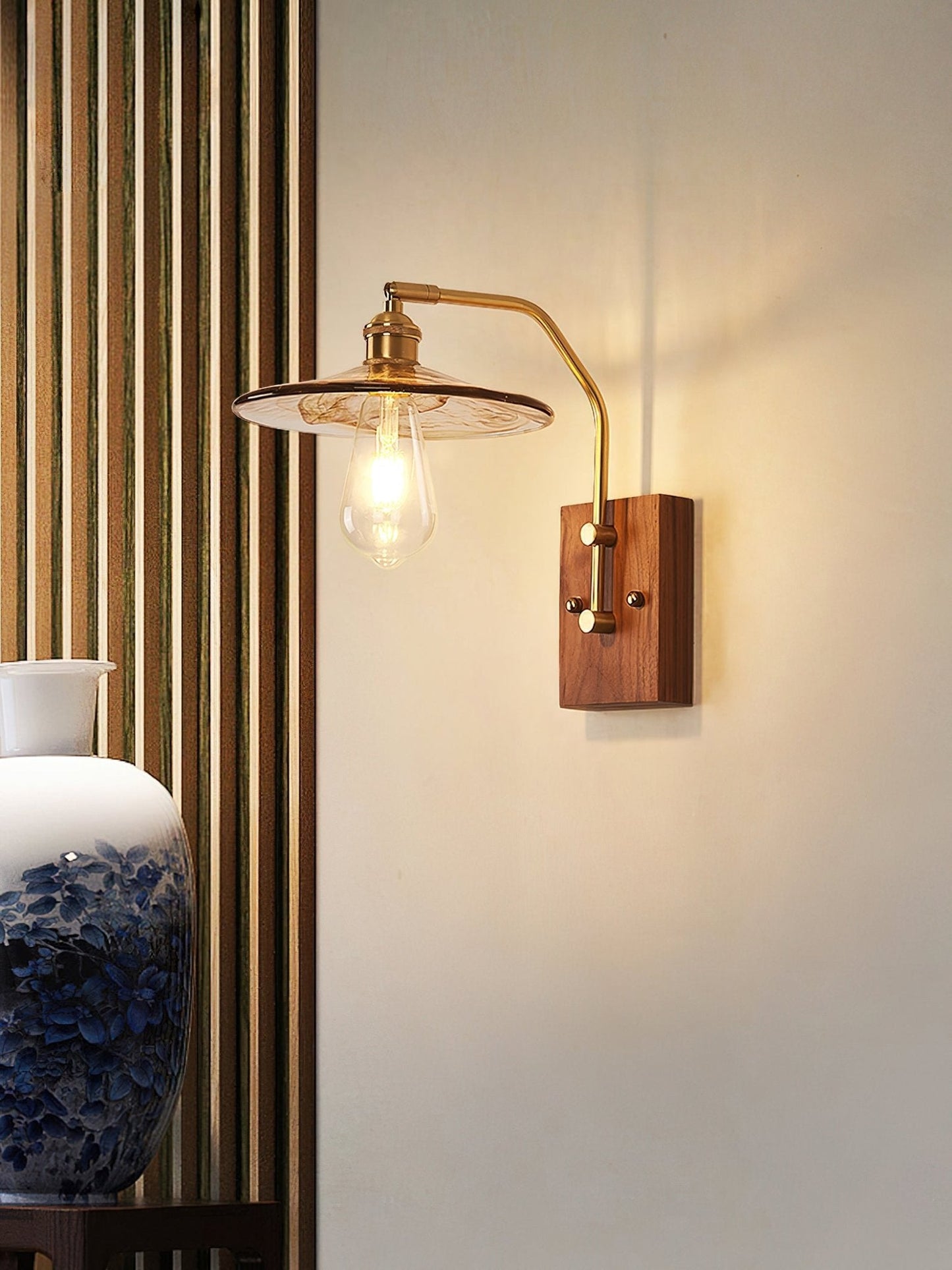 Heritage Walnut Wall Lamp, Walnut & Brass