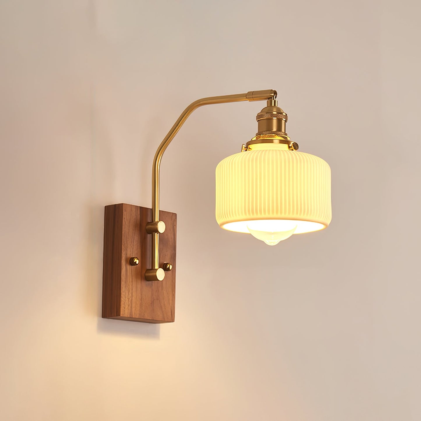 Heritage Walnut Wall Lamp, Walnut & Brass