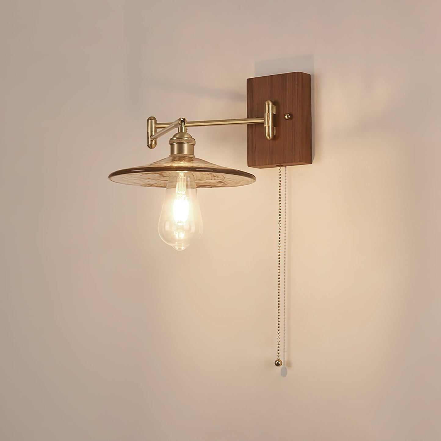 Heritage Walnut Wall Lamp, Walnut & Brass