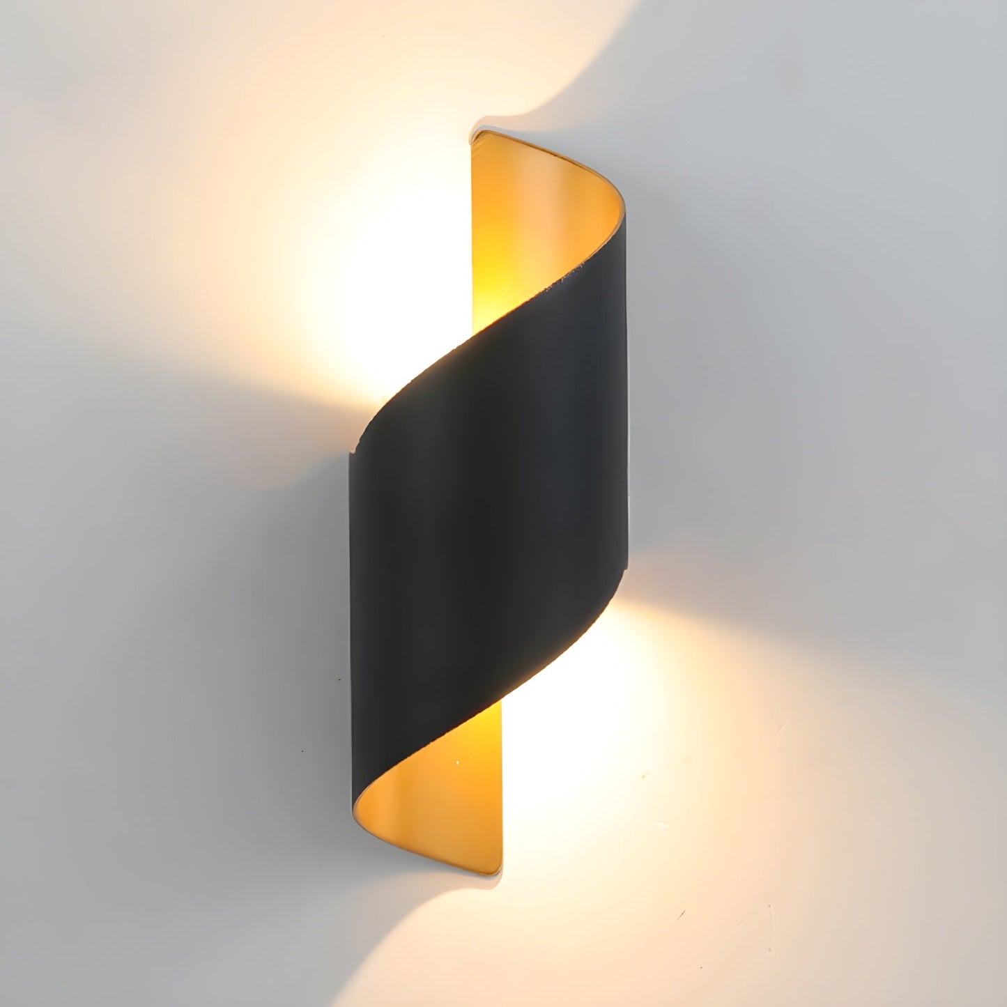 Lila Wall Lamp with Black and Gold Swirl Design