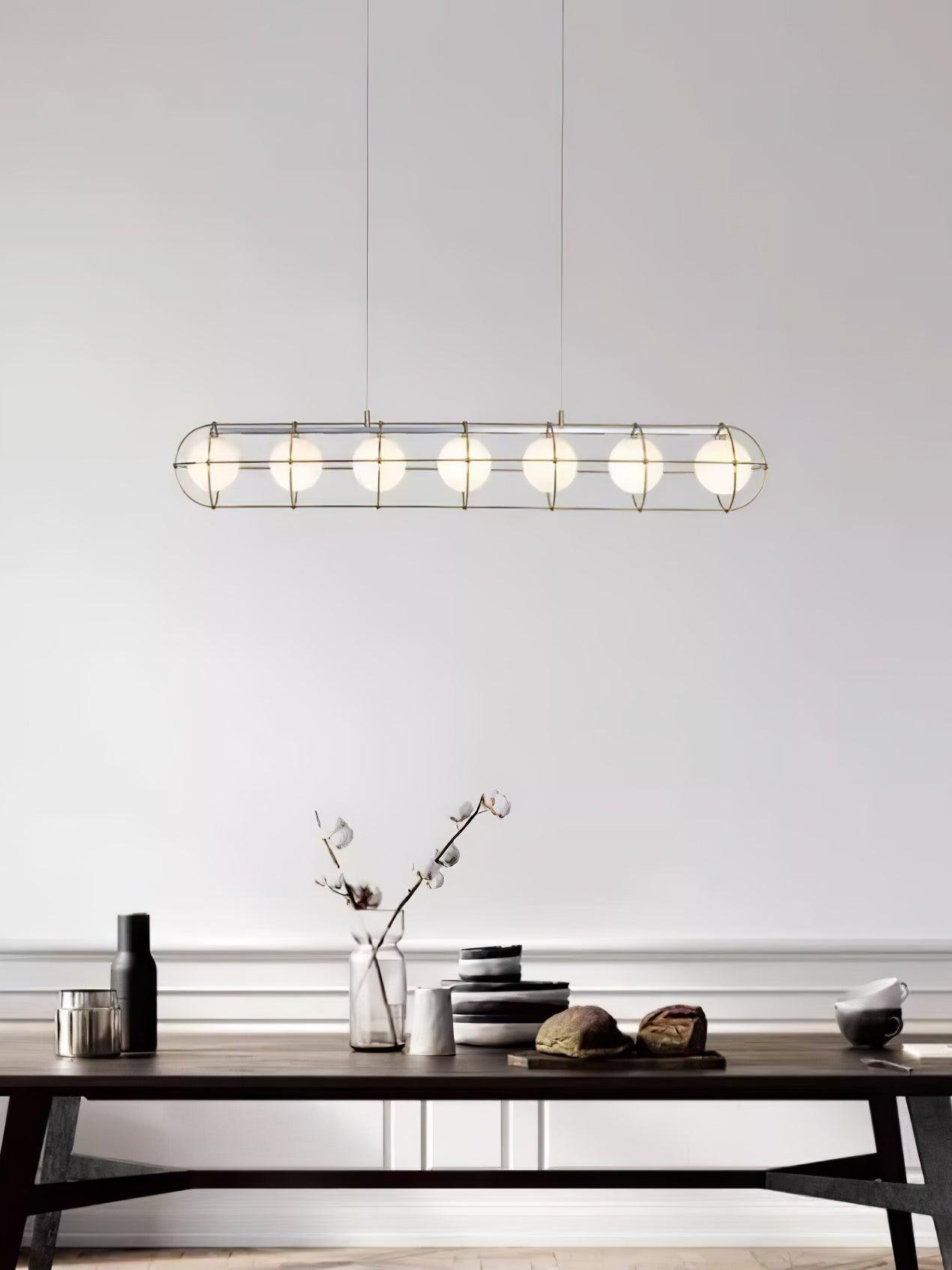 Modern Round Chandelier with White Glass Shade