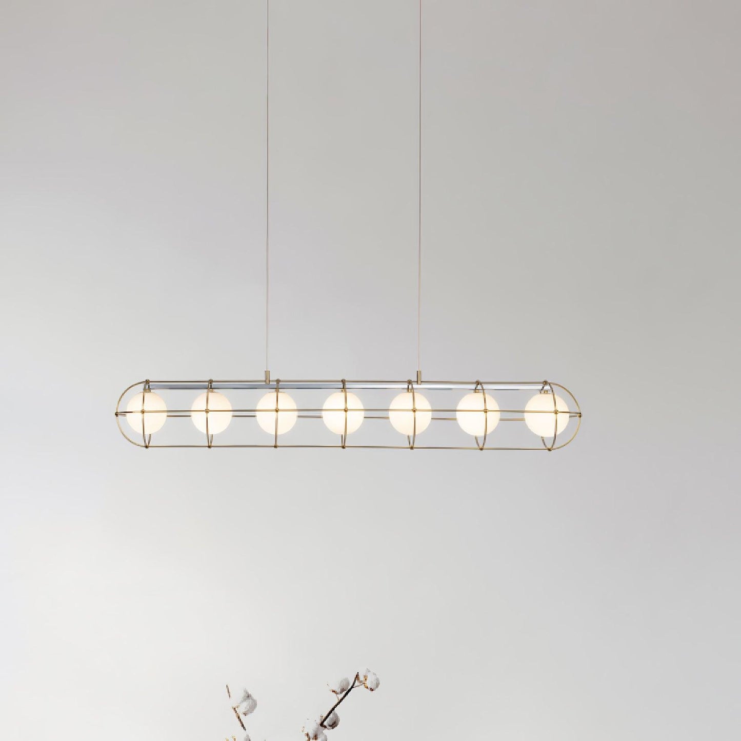 Modern Round Chandelier with White Glass Shade