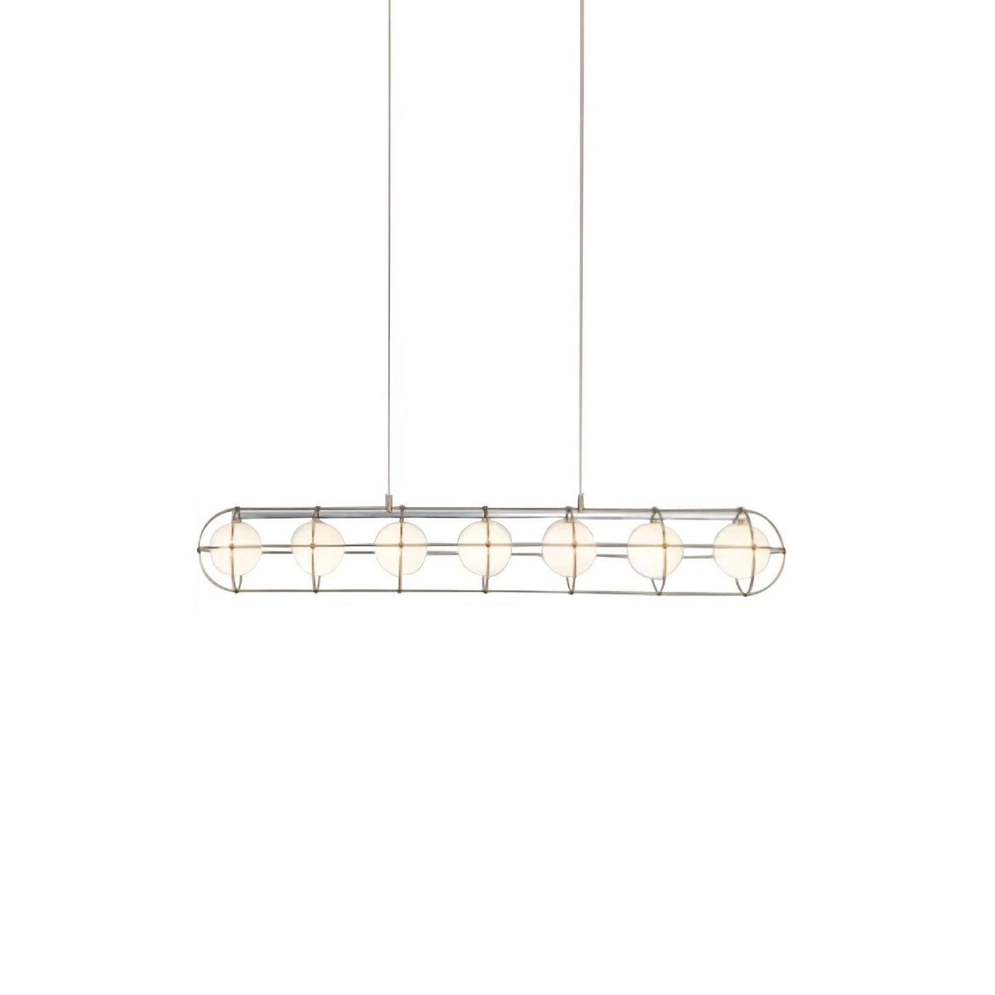 Modern Round Chandelier with White Glass Shade
