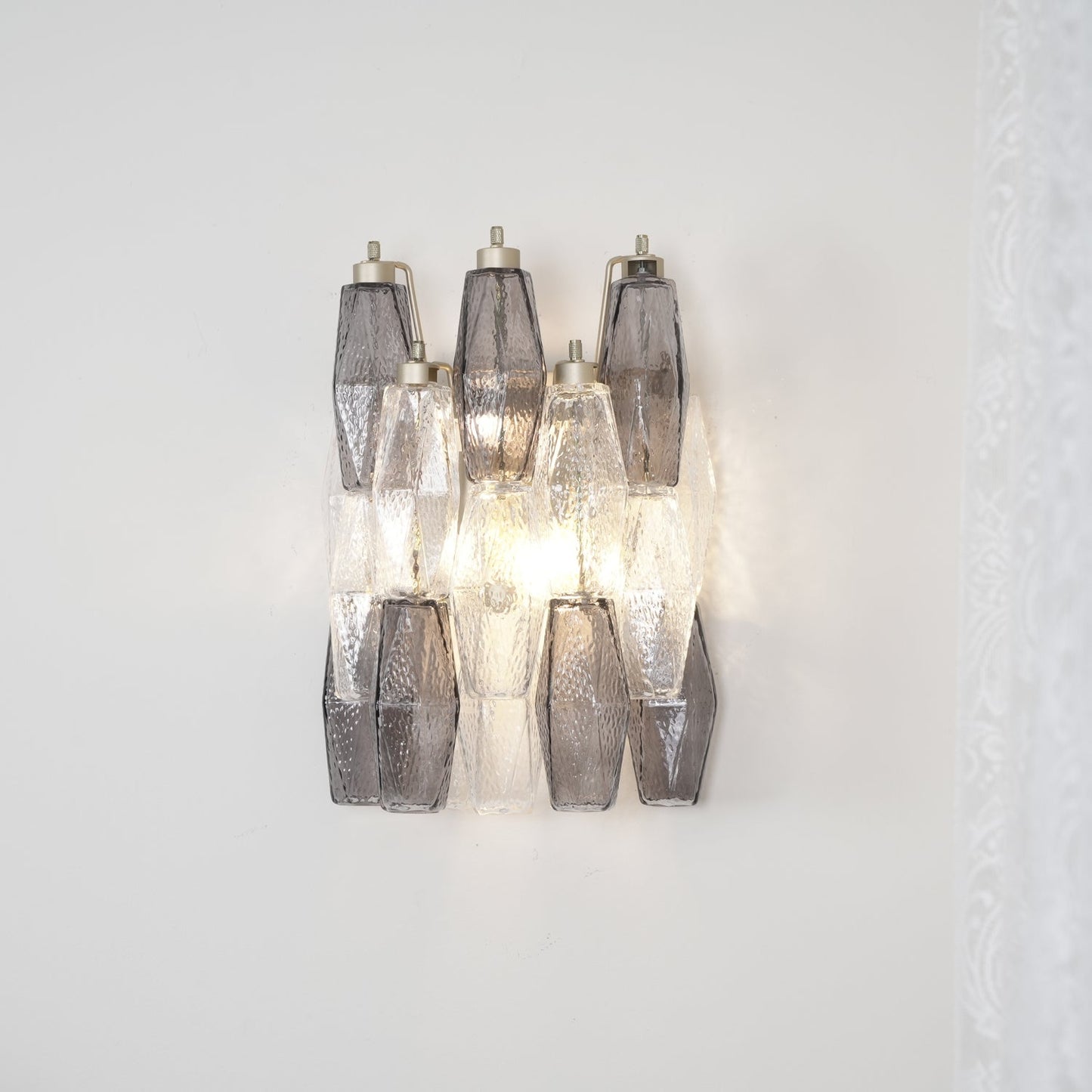 Murano Glass Wall Lamp with Rhombus Design