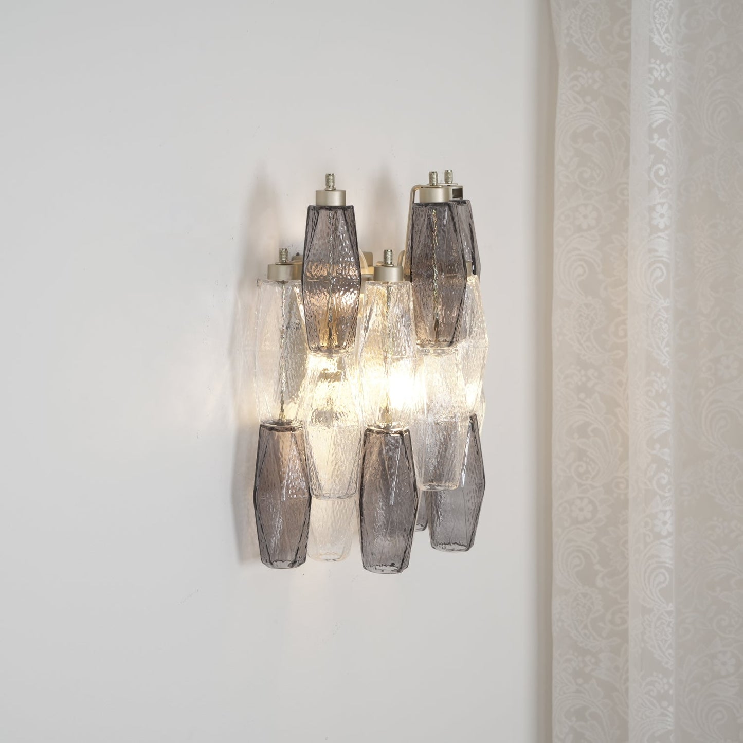 Murano Glass Wall Lamp with Rhombus Design
