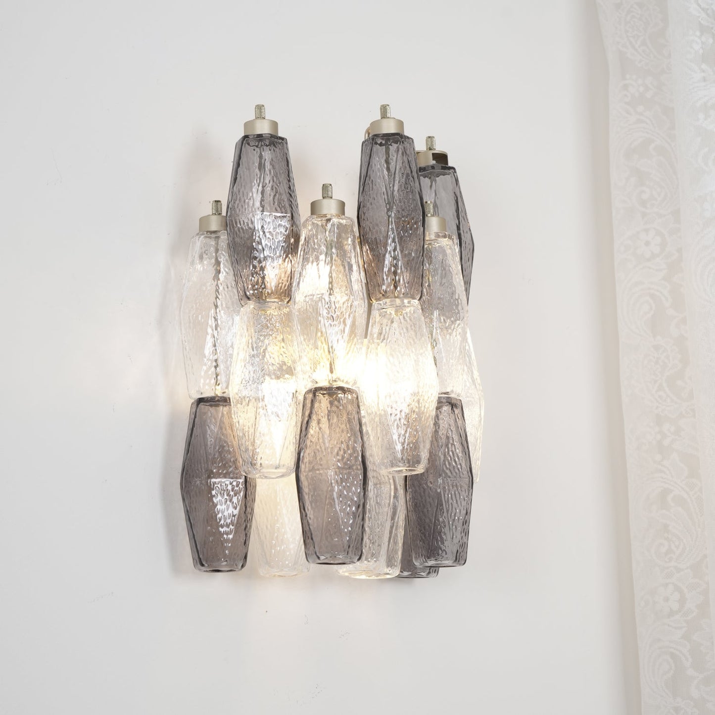 Murano Glass Wall Lamp with Rhombus Design