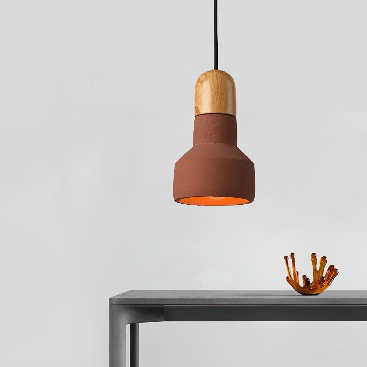 Nessa Wood Pendant Light, Cement Shade, Multiple Finishes