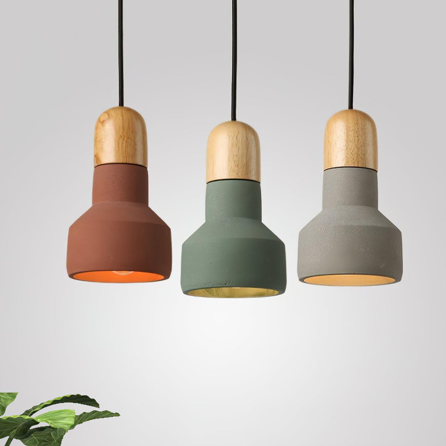 Nessa Wood Pendant Light, Cement Shade, Multiple Finishes