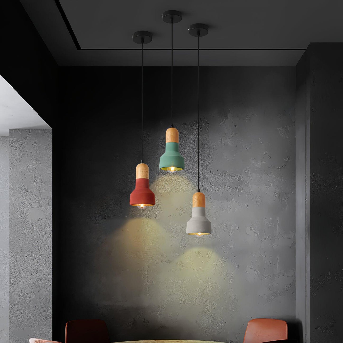 Nessa Wood Pendant Light, Cement Shade, Multiple Finishes