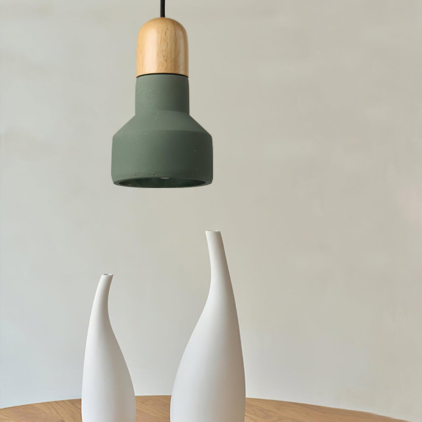 Nessa Wood Pendant Light, Cement Shade, Multiple Finishes