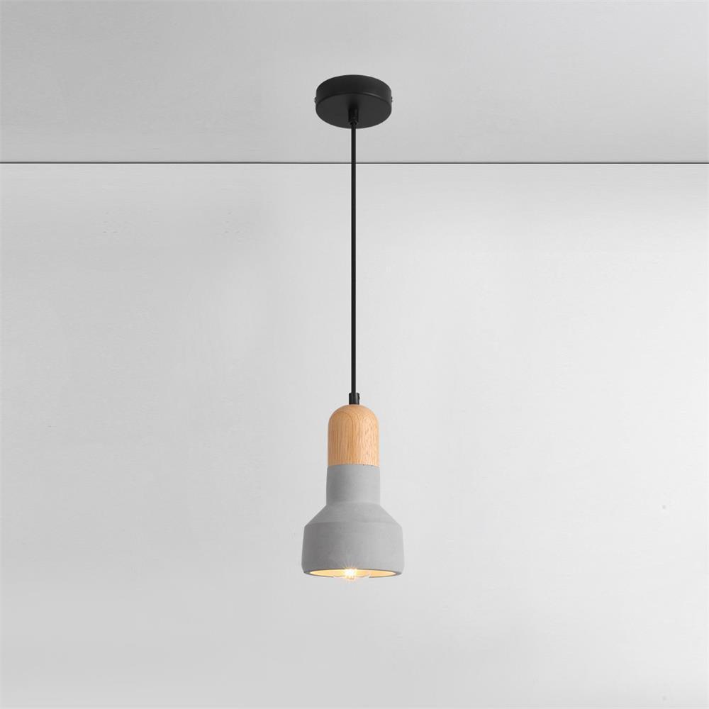Nessa Wood Pendant Light, Cement Shade, Multiple Finishes