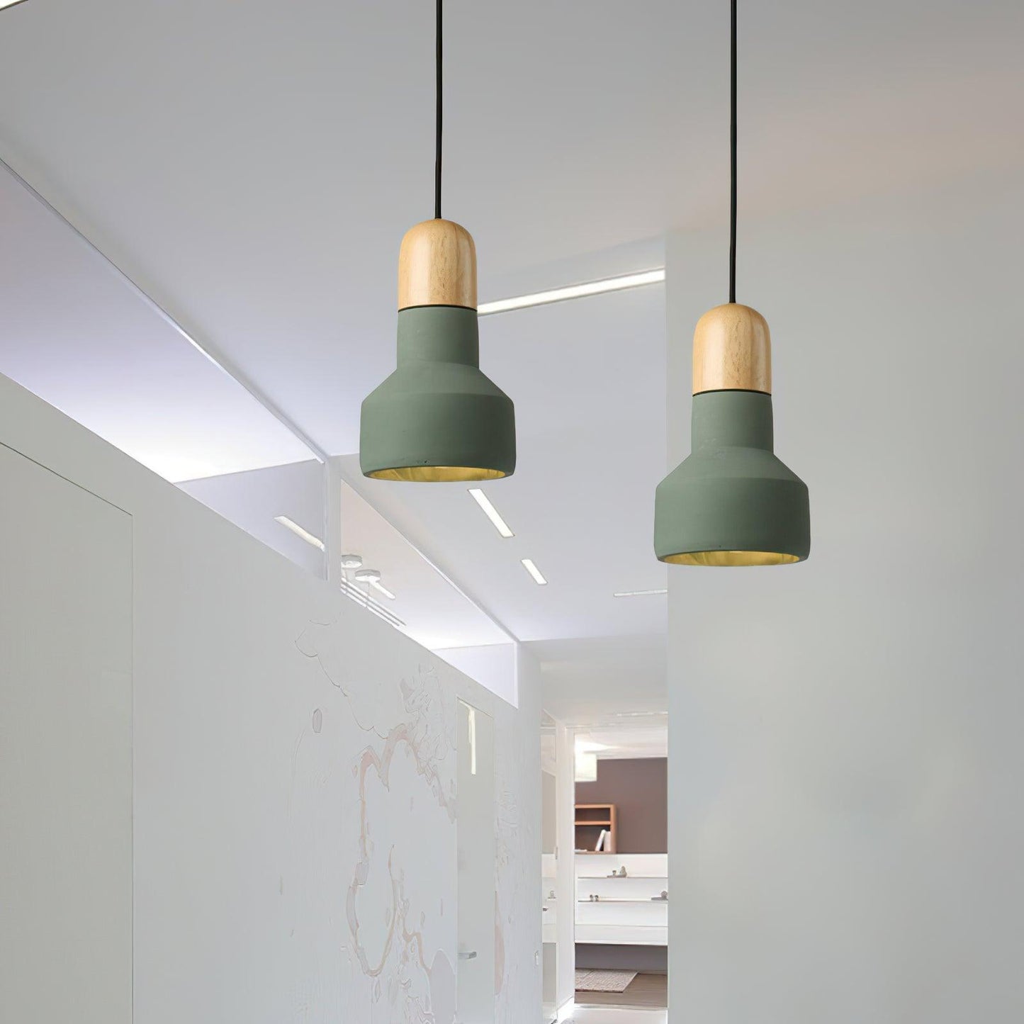 Nessa Wood Pendant Light, Cement Shade, Multiple Finishes