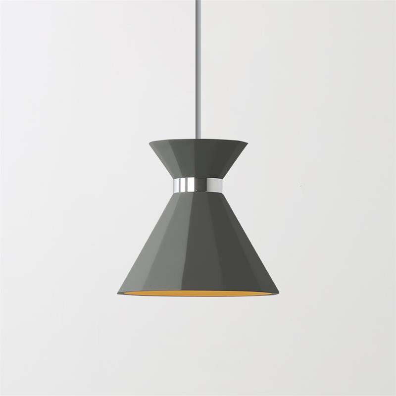 Cement Pendant Light with Grey and Gold Accents