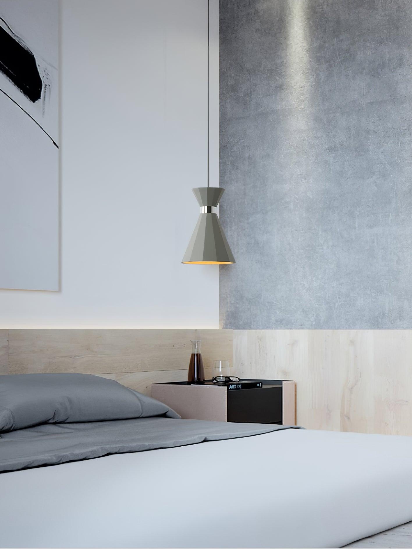 Cement Pendant Light with Grey and Gold Accents