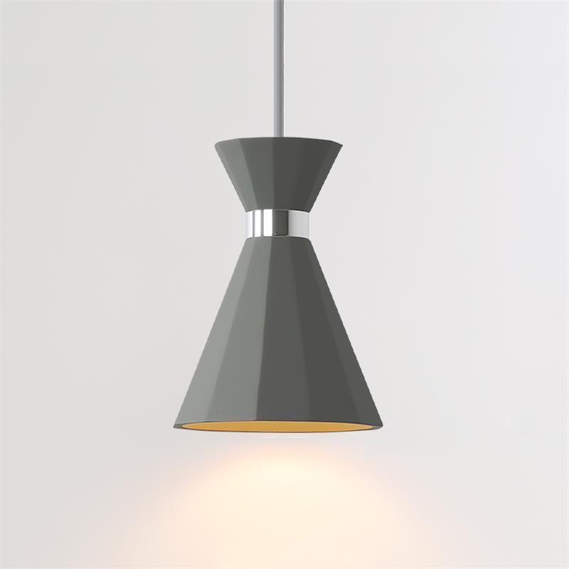 Cement Pendant Light with Grey and Gold Accents