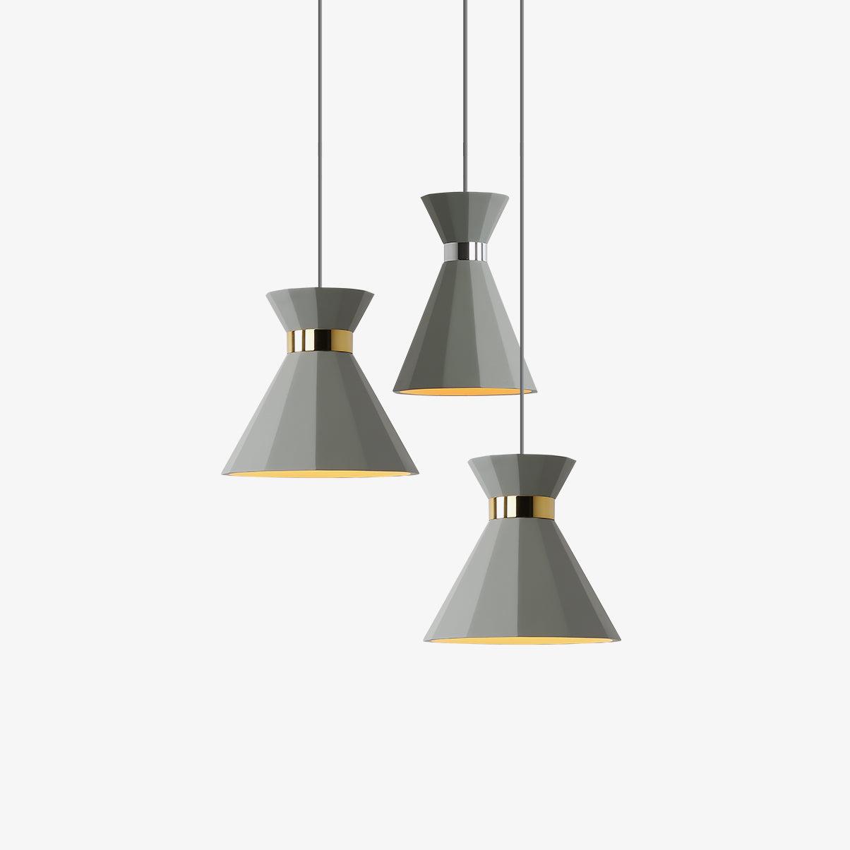 Cement Pendant Light with Grey and Gold Accents