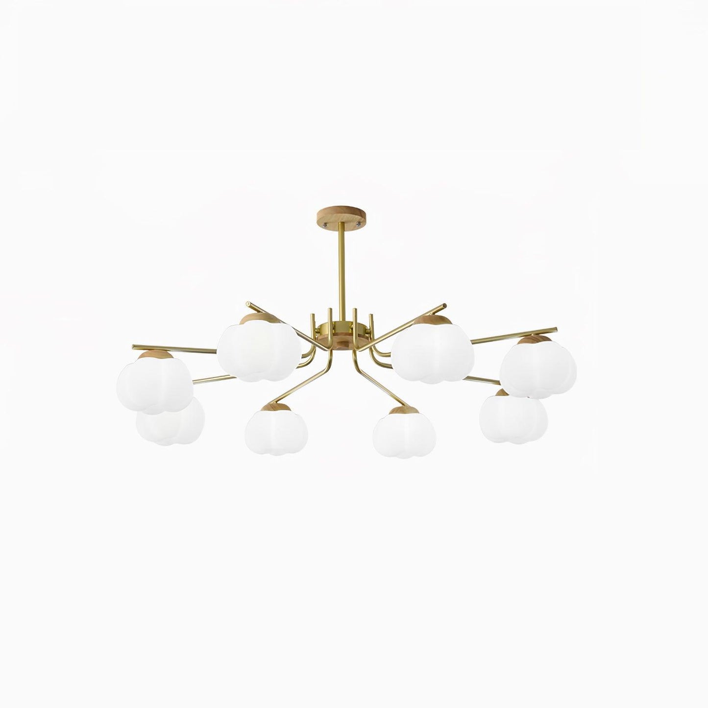 Gold Metal & White PE Lampshade Chandelier