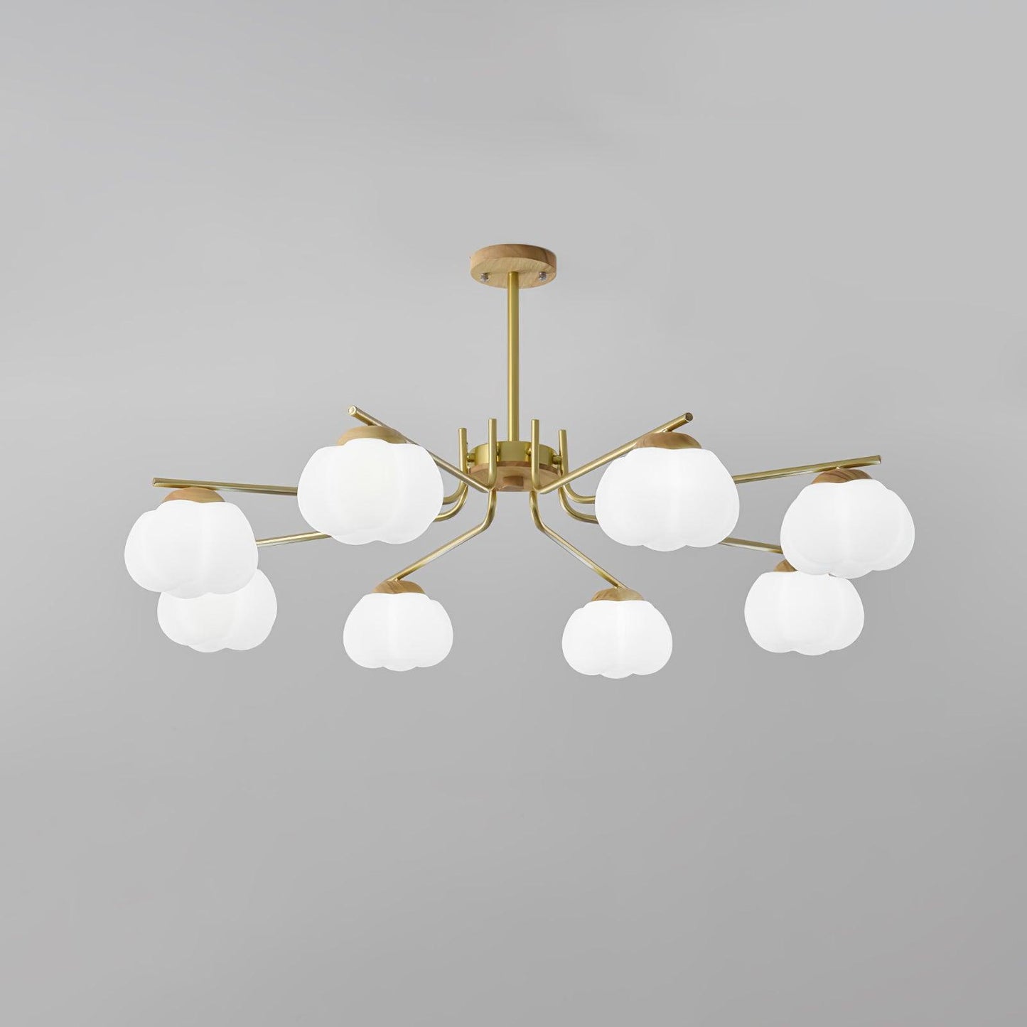 Gold Metal & White PE Lampshade Chandelier