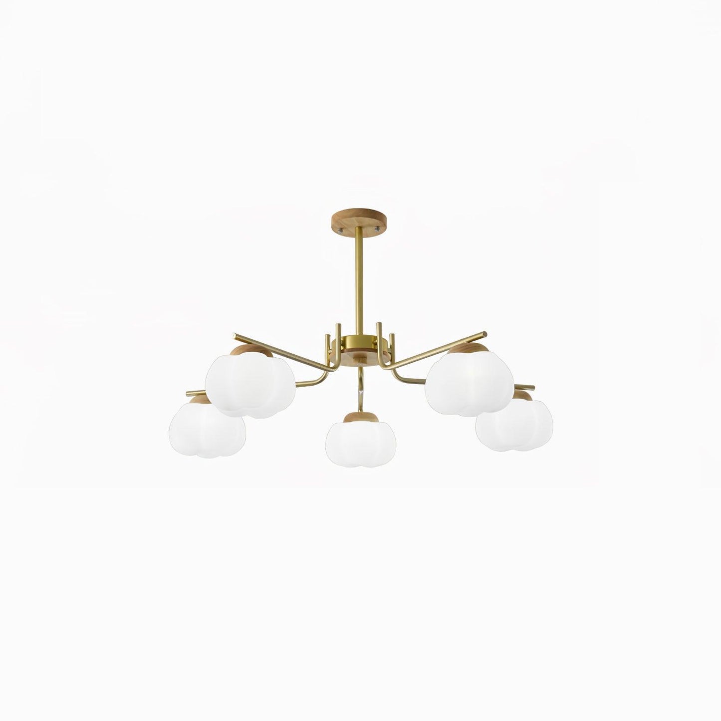 Gold Metal & White PE Lampshade Chandelier